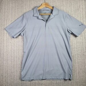 Puma Polo Shirt Mens Large Gray Striped Golf Performance‎ Lightweight Activewear